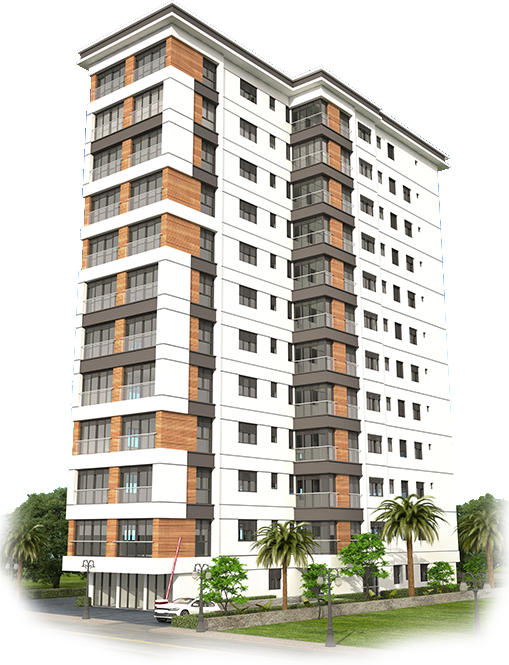 A close-up view of the architectural details of the proposed development at SLN Enclave.